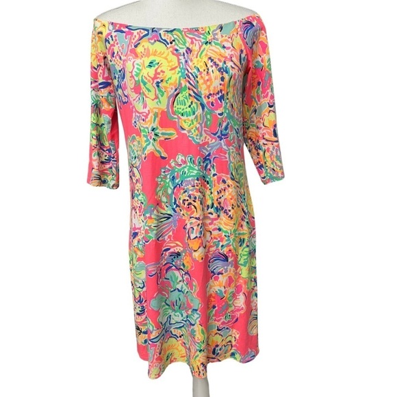 Lily Pulitzer Off The Shoulder Dress Multicolor Size Medium - Picture 1 of 6